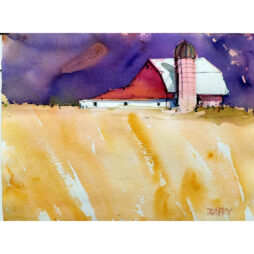 #044 "The Silo" original watercolor 15" x11" on paper