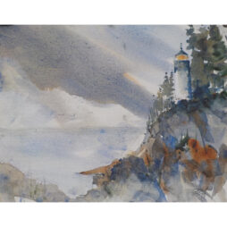 #141 Hilltop Light watercolor 14" x 11"